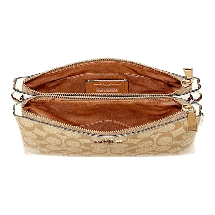 COACH Lyla Canvas With Leather Shoulder Bag Crossbody Bag Regular Women's Khaki Monogram-2