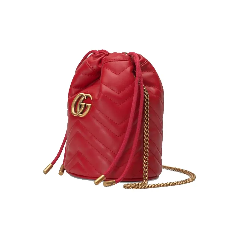 GUCCI GG Marmont Bucket Bag Mini Hibiscus Red-2