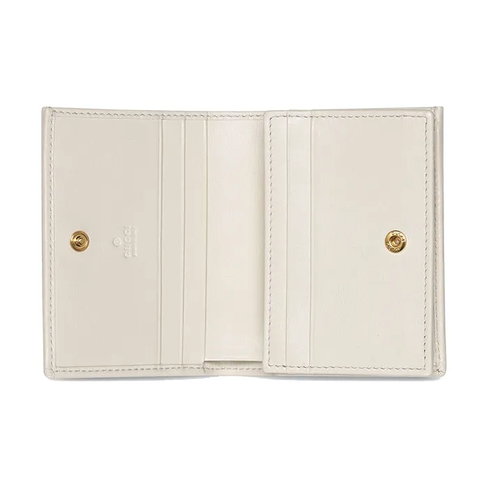 GUCCI Horsebit 1955 Leather Double-Fold Wallet Card Holder Women's White-1