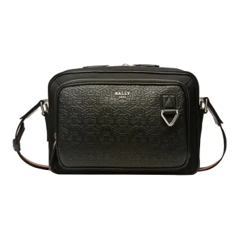 BALLY CADRAN Textile Cow Leather Briefcases Shoulder Bag Crossbody Bag Men's Black