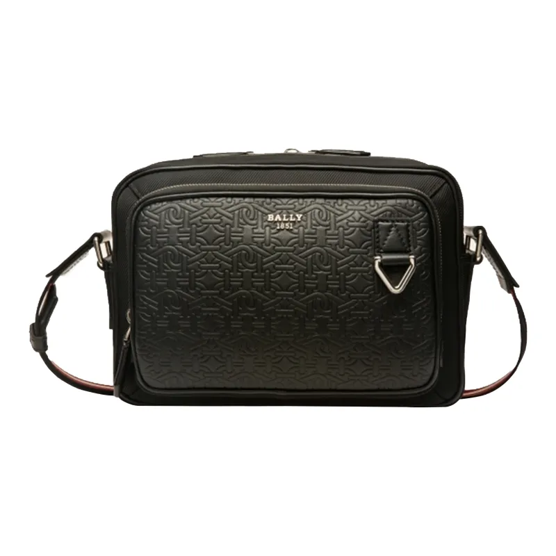 BALLY CADRAN Textile Cow Leather Briefcases Shoulder Bag Crossbody Bag Men's Black-0