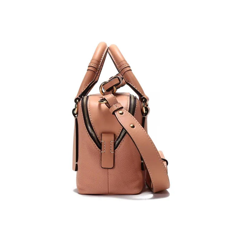 Chloe Cow Leather Portable Crossbody Bag, Shoulder Bag Trumpets Women's Peach Blossom Orange-2
