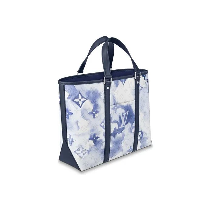 LOUIS VUITTON Canvas Tote Bag Shopping Bag Portable Crossbody Bag Shoulder Bag Men's Gradient Blue-1