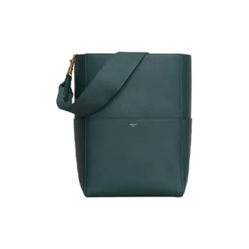 CELINE Sangle Cow Leather Bucket Bag Portable Crossbody Bag Shoulder Bag Women's Amazon Green
