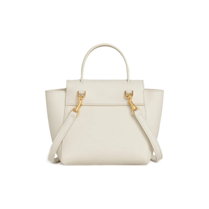 CELINE Belt Cow Leather Catfish Bag Handbag Portable Crossbody Bag Shoulder Bag Women's Candy Color Ecru-2