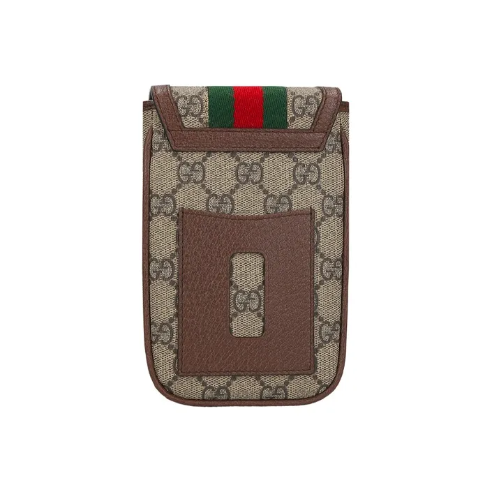 GUCCI Ophidia Canvas With Leather Cell Phone Pouch Crossbody Bags Shoulder Bags Unisex Brown-2