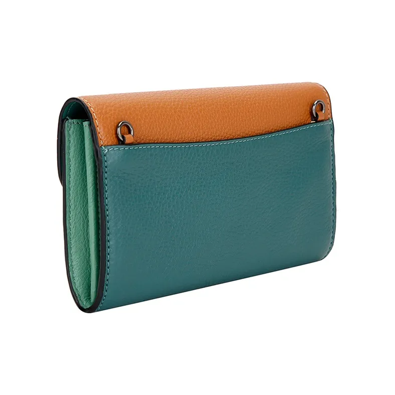 COACH Leather Crossbody Bag Shoulder Bag Small Size Women's Brown Green & Multicolor-3