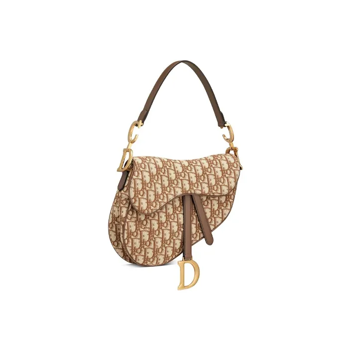 DIOR Saddle Jacquard Saddle Bag Handbag Shoulder Bag Women's Brown-1