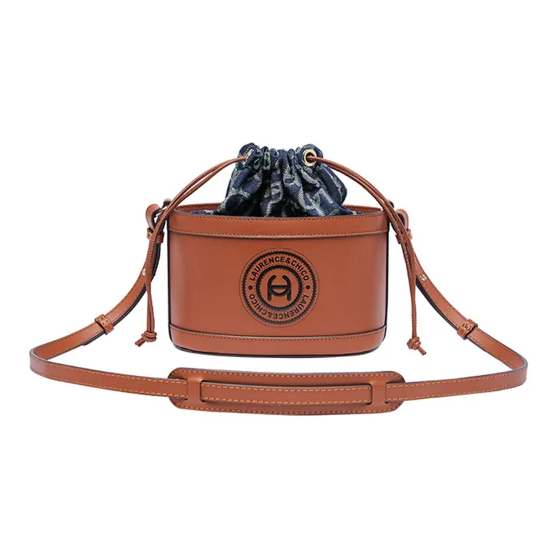 Laurence & Chico Cotton Bucket Bag Crossbody Bag Medium Size Women's Light Blue/navy-5