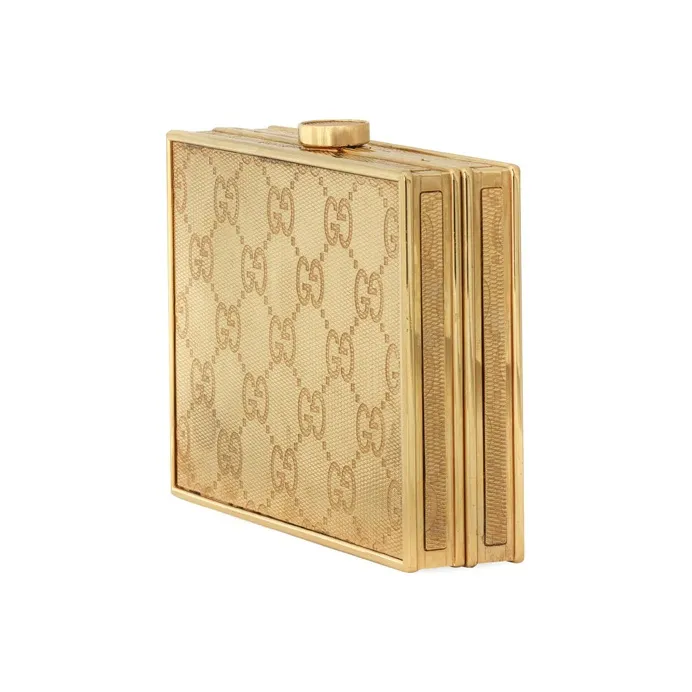 GUCCI Leather Banquet Box Hard Case Clutch Women's Metal-1