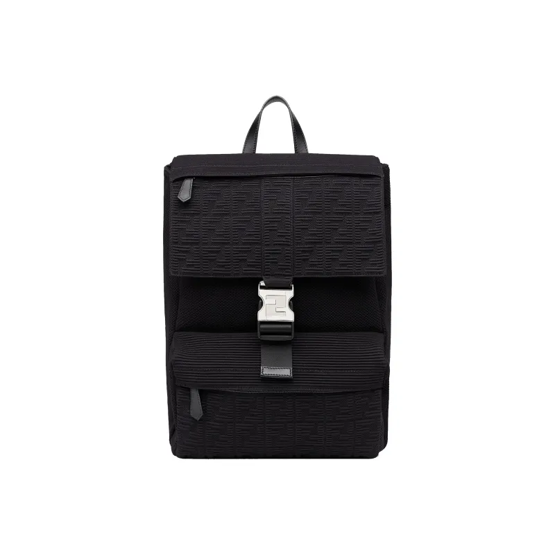FENDI Fendiness Nylon Plain Weave Fabric Backpack Men's Black-0