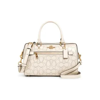 COACH Rowan Jacquard With Leather Bucket Bags Shoulder Bag Crossbody Bag Handbag Large Size Women's White