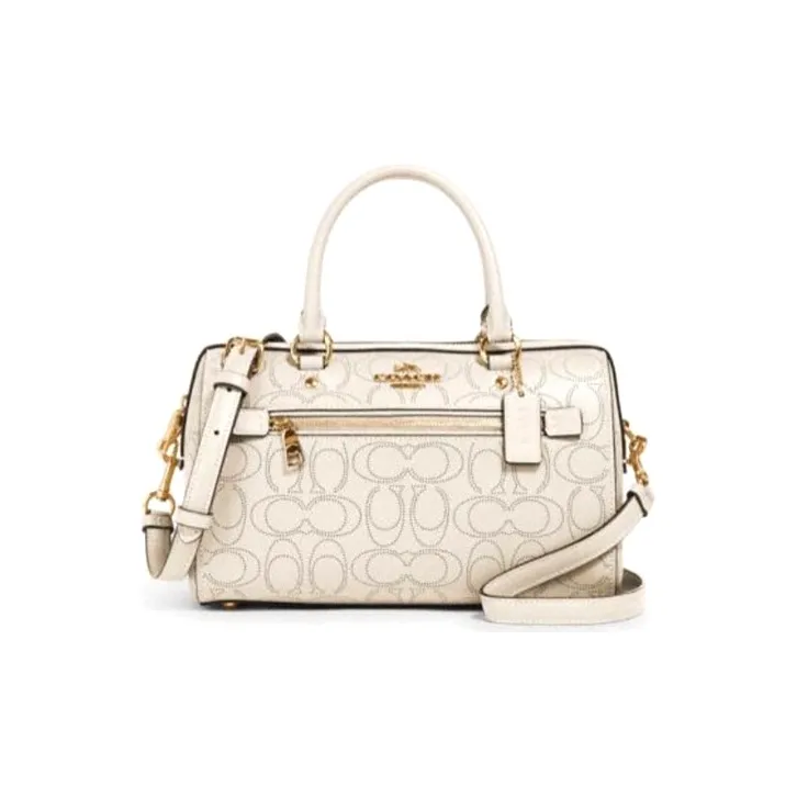 COACH Rowan Jacquard With Leather Bucket Bags Shoulder Bag Crossbody Bag Handbag Large Size Women's White-0