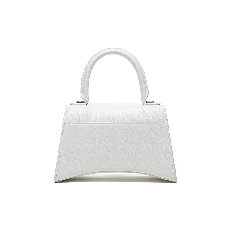 Balenciaga Litchi Skin Hourglass Bag Portable Crossbody Bag Shoulder Bag Small Size Women's White-3