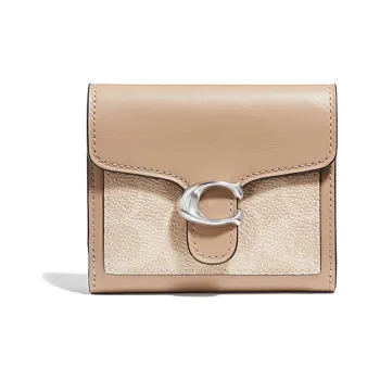 COACH Tabby Leather Clutch Envelope Bag, Coin Purse, Wallet Women's Light Coffee Multicolor