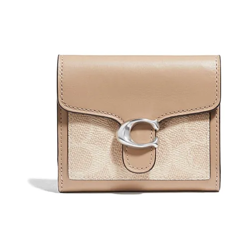 COACH Tabby Leather Clutch Envelope Bag, Coin Purse, Wallet Women's Light Coffee Multicolor