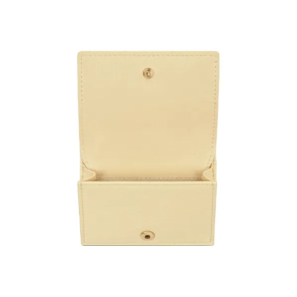 DIOR Caro Calfskin Coin Purse Card Holder Clutch Wallet Women's Custard-2