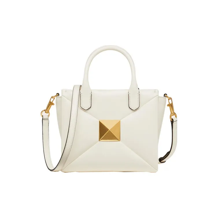 Valentino One Stud Lambskin Shoulder Bag, Crossbody Bag, Handbag Trumpets Women's Pearl White-0