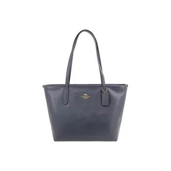 COACH Zip Top Tote PVC Tote Bag, Shopping Bag, Handbag, Shoulder Bag Tubas Women's Navy Blue