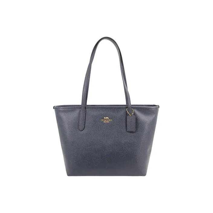 COACH Zip Top Tote PVC Tote Bag, Shopping Bag, Handbag, Shoulder Bag Tubas Women's Navy Blue-0