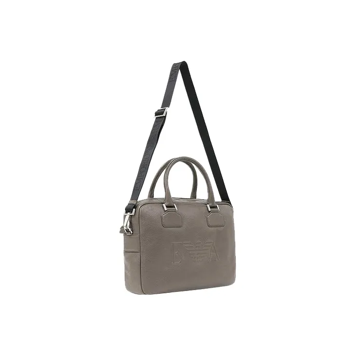 EMPORIO ARMANI Cow Leather Briefcase Shoulder Bag Crossbody Bag Handbag Regular Men's Gray Brown-1