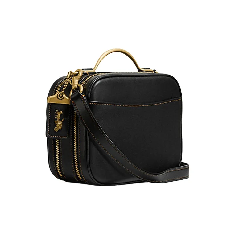 COACH Riley Leather Small Square Bag Camera Bag Handbag Shoulder Bag Crossbody Bag Small Size Women's Black-2