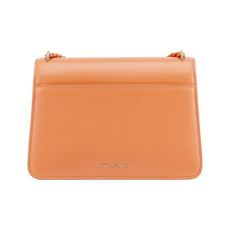 BVLGARI Serpenti Forever Lambskin Money Clip Chain Bag Shoulder Bag Crossbody Bag Medium Size Women's Orange-3