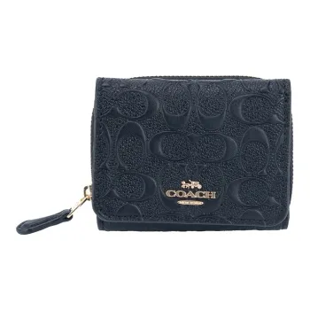 COACH Trifold Wallet Cow Leather Wallet Women's Black