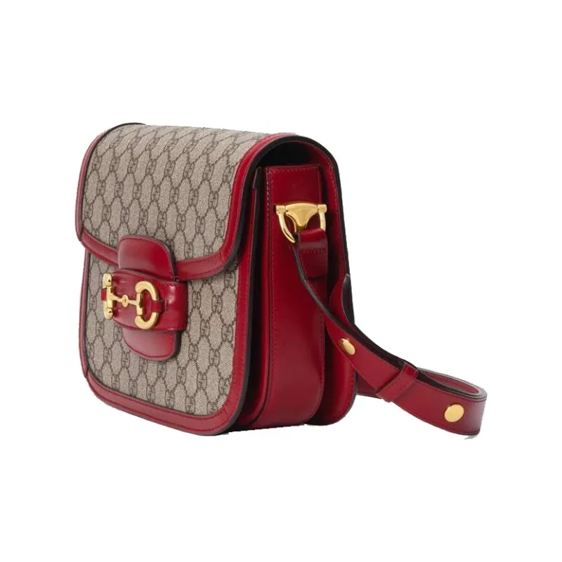 GUCCI Horsebit 1955 Canvas With Leather Saddle Bag, Shoulder Bag, Crossbody Bag Women's-2