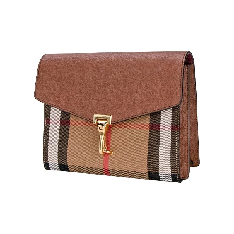 Burberry Cow Leather Messenger Bag Shoulder Bag Crossbody Bag Small Size Women's Brown-1