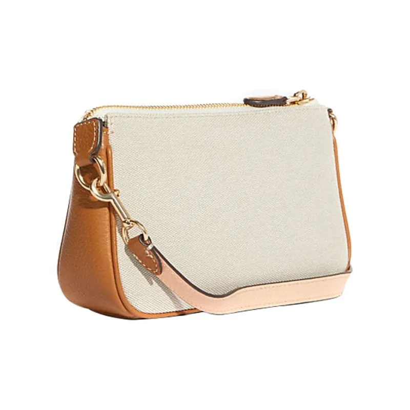 COACH Nolita Fabric With Cow Leather Pochette, Shoulder Bag, Clutch, Wrist Bag Small Size Women's Ecru-1