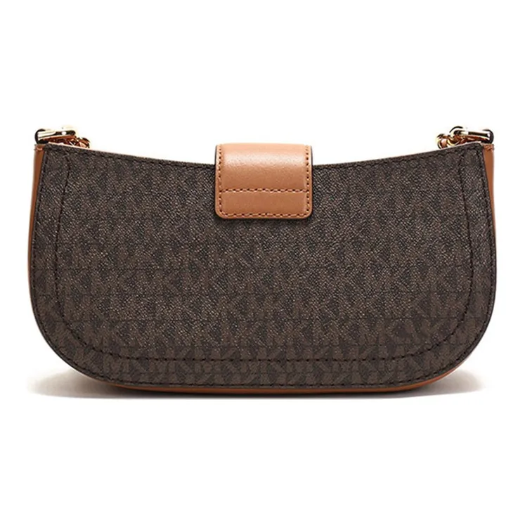 MICHAEL KORS Leather Crescent Bag Shoulder Bag Women's Dark Brown Acorn Brown Monogram-3