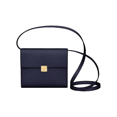 HERMES Clic Epsom Leather Shoulder Bag, Crossbody Bag Women's 76 Bleu Indigo Deep Sea Blue