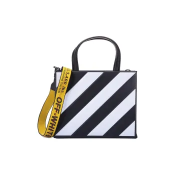 OFF WHITE Leather Handbag Shoulder Bag Crossbody Bag Unisex Black White