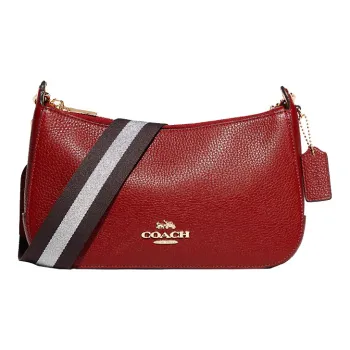 COACH Jes Pebbled Leather Shoulder Bag, Crossbody Bag Medium Size Women's Red