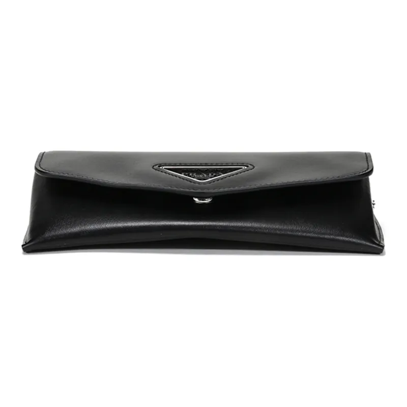 PRADA Leather Envelope Clutch, Chain Bag, Crossbody Bag, Shoulder Bag Women's Black-4