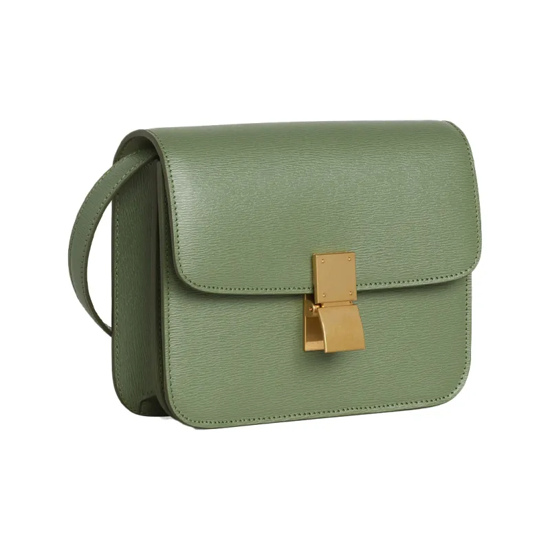 CELINE Classic Bo Cork Grain Cowhide Handbag, Crossbody Bag, Shoulder Bag Women's Light Khaki Green-1