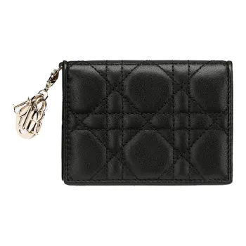 DIOR Lady Dior Sheepskin Card Holder Card Holder Women's Black
