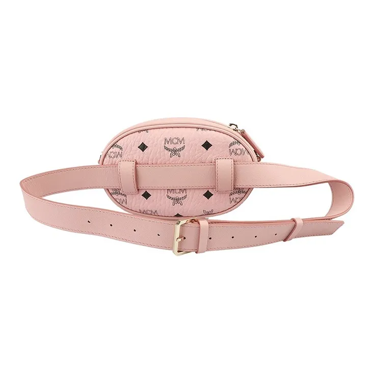 MCM PVC One Shoulder Crossbody Fanny Pack Small Size Women's Pink-3