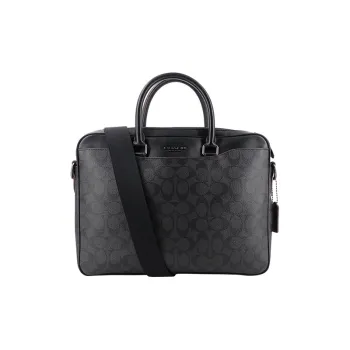 COACH Beckett Canvas With Leather Laptop Bag Briefcase Crossbody Bag Handbag Men's Black