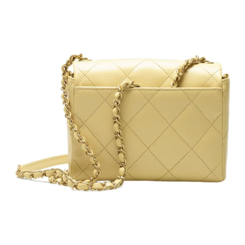 CHANEL 22SS Grain Embossed Calfskin Flap Bag, Shoulder Bag, Crossbody Bag Mini Women's Light Yellow & Chick Yellow-2