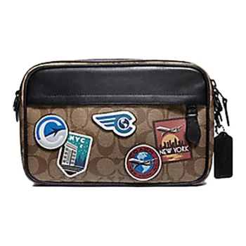 COACH Graham Calfskin Camera Bag Shoulder Bag Crossbody Bag Large Size Unisex Brown Black Multicolor