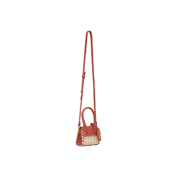 Jacquemus Leather Wicker Shoulder Bag Crossbody Bag Handbag Mini Women's Deep Red-3