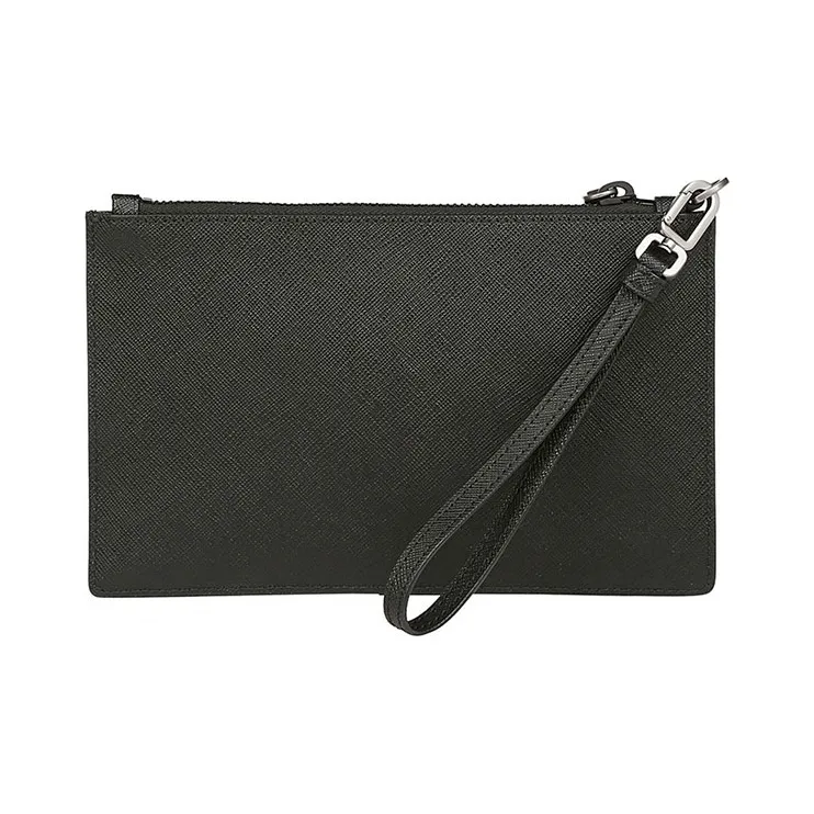 PRADA Leather Card Holder Coin Purse Clutch Men's Black-3