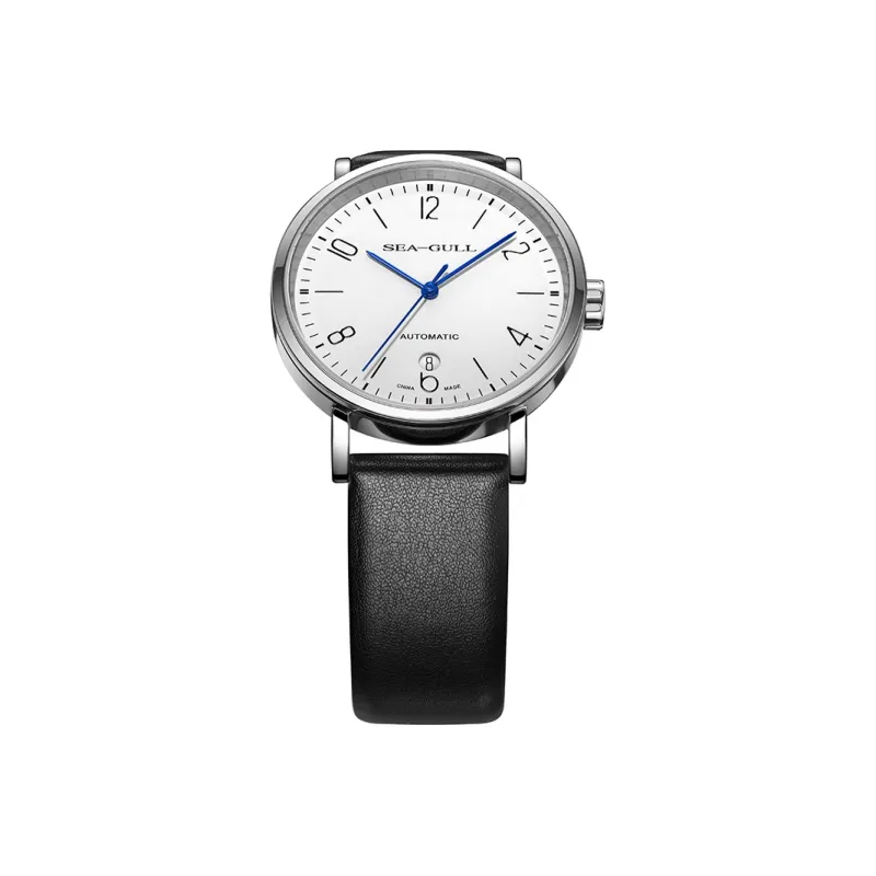 Sea Gull Automatic Mechanical Movement Genuine Leather Strap Watch Men's Watches White Dial-3