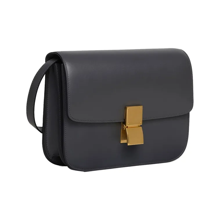 CELINE Classic Bo Polished Cow Leather Tofu Cube Bag Crossbody Bag Shoulder Bag Women's Candy Color/Smoke Black-1