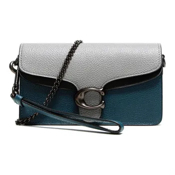 COACH Tabby Leather Chain Bag Shoulder Bag Crossbody Bag Women's Blue Gray