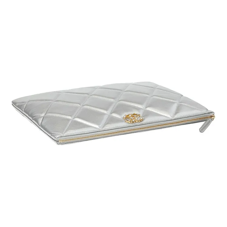 CHANEL 19Bag Lambskin Clutch Tubas Women's Rhodium Silver-2