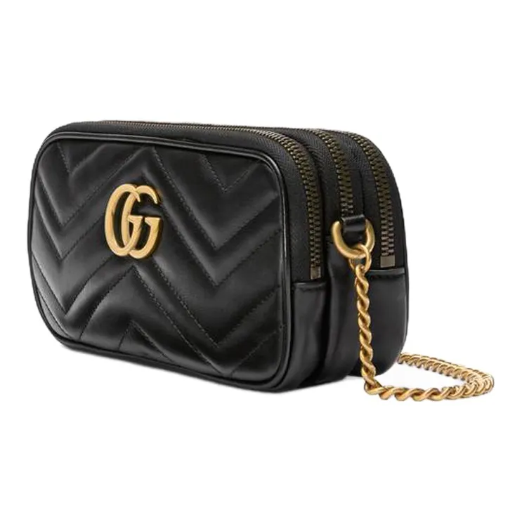 GUCCI GG Marmont Quilted Leather Chain Bag, Shoulder Bag, Crossbody Bag Women's Black-1