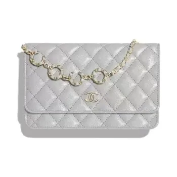 CHANEL Grain Embossed Calfskin Shoulder Bag, Crossbody Bag Women's Gray